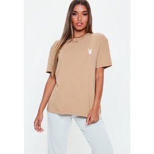 Playboy x Missguided Tan Oversized T-Shirt